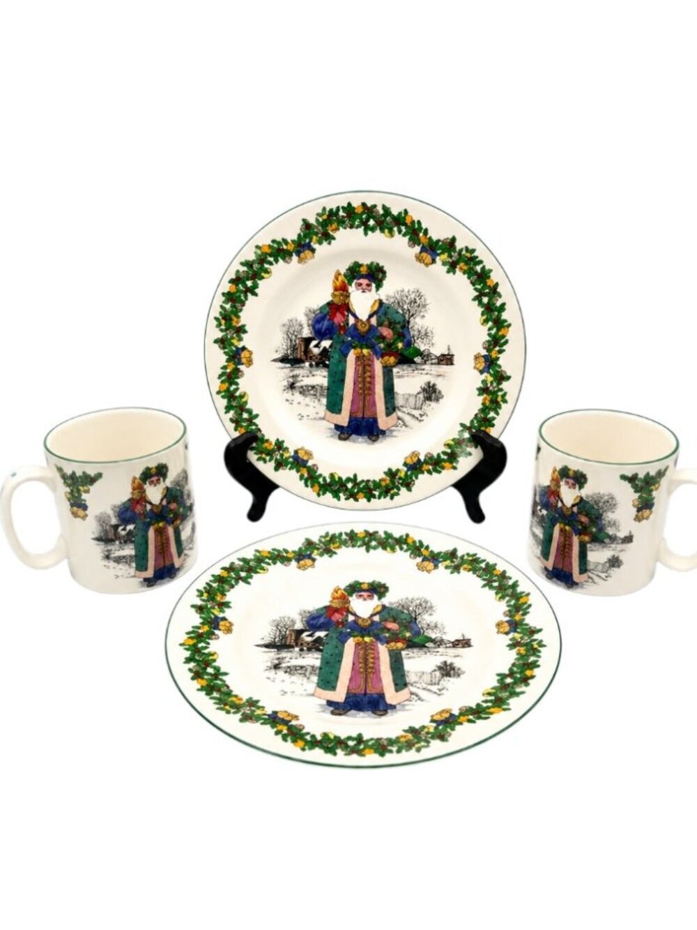 Spode Santas Around the World British Santa 4 Pc Breakfast Set